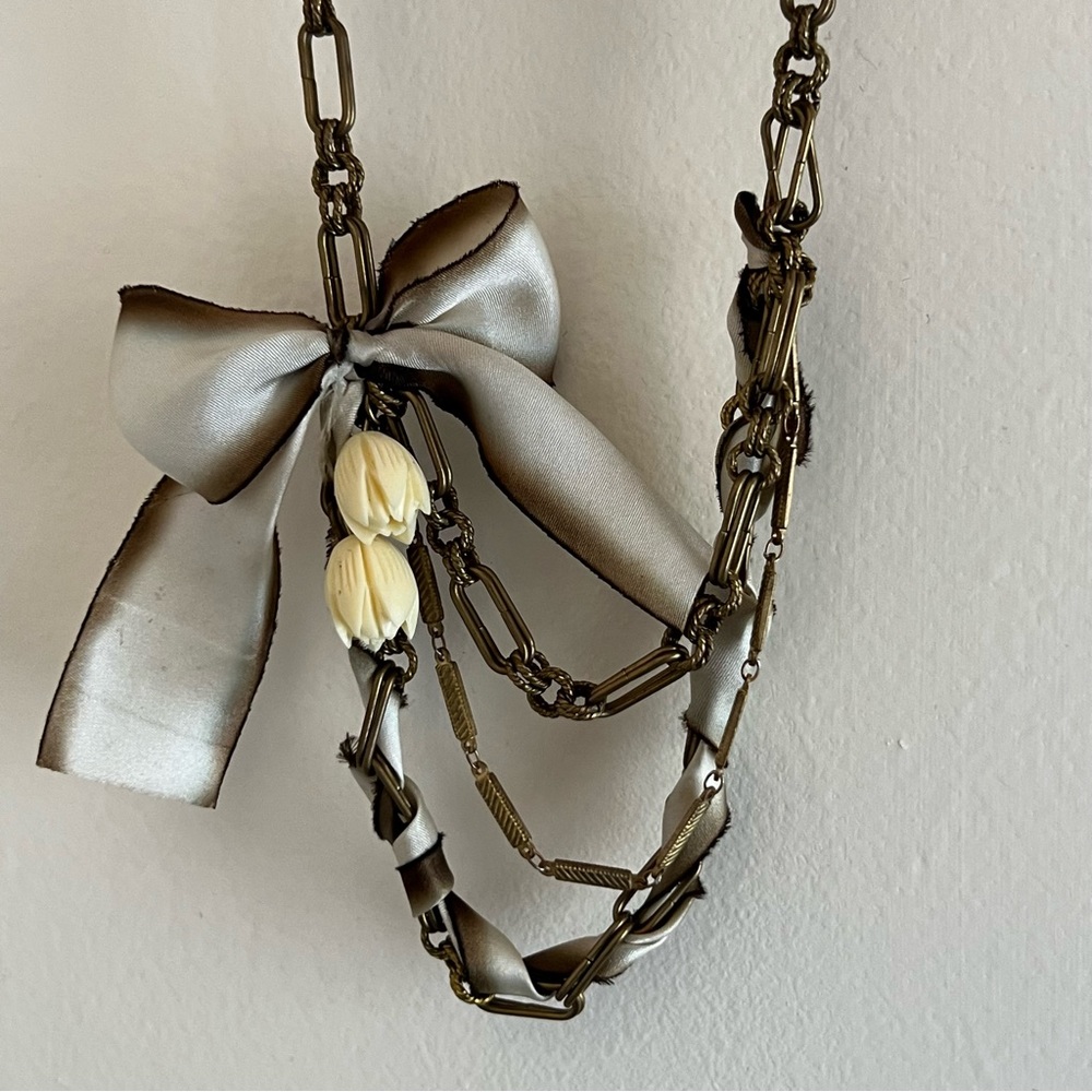 Loft Gold Tone Ribbon and Flower Necklace - Picture 6 of 12
